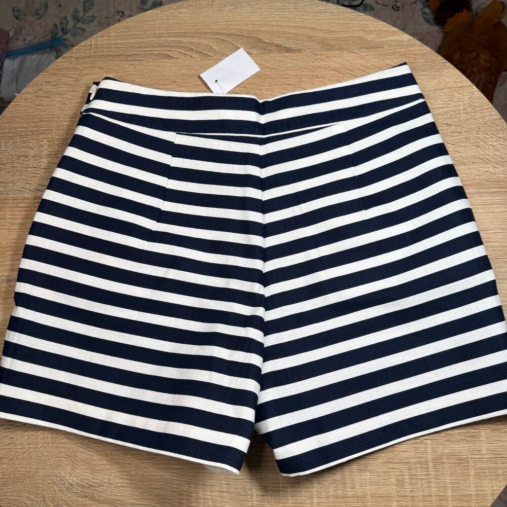 NWT J.Crew womens  Striped Basketweave Shorts navy and white size 8 - Picture 7 of 7